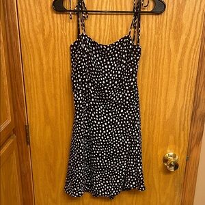 Polka Dot Mini Dress - Black and White